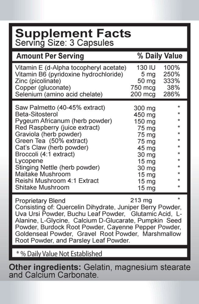 PROSTATE SUPPORT - Saw Palmetto, Red Raspberry, Lycopene 1Bot