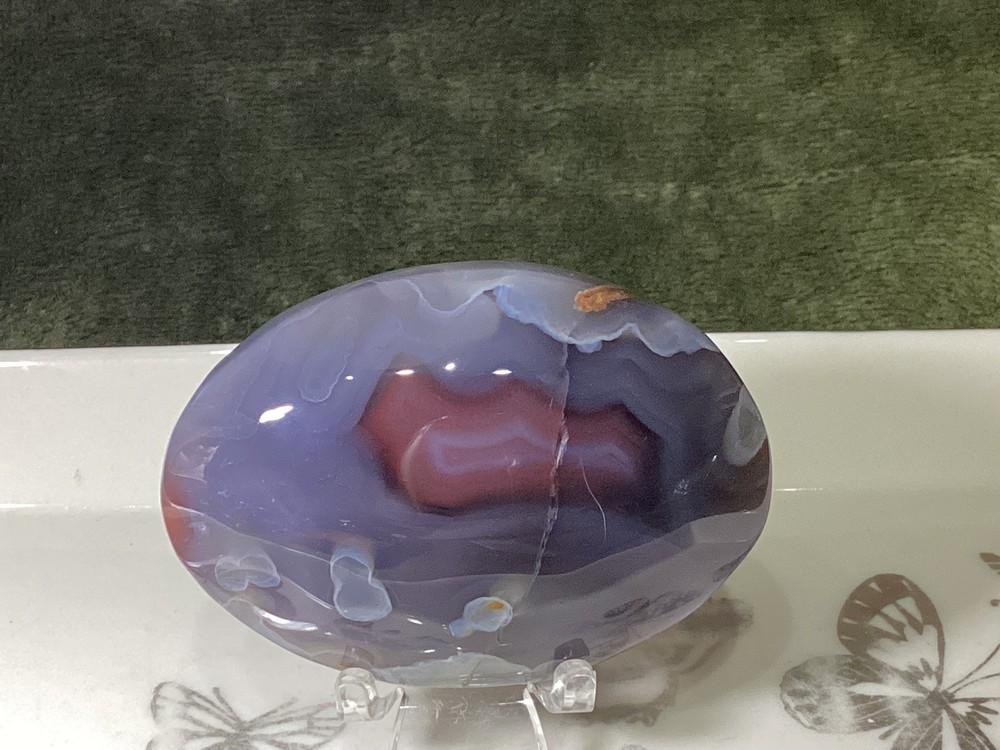 Crystal Red and Blue Agate Palm Stone
