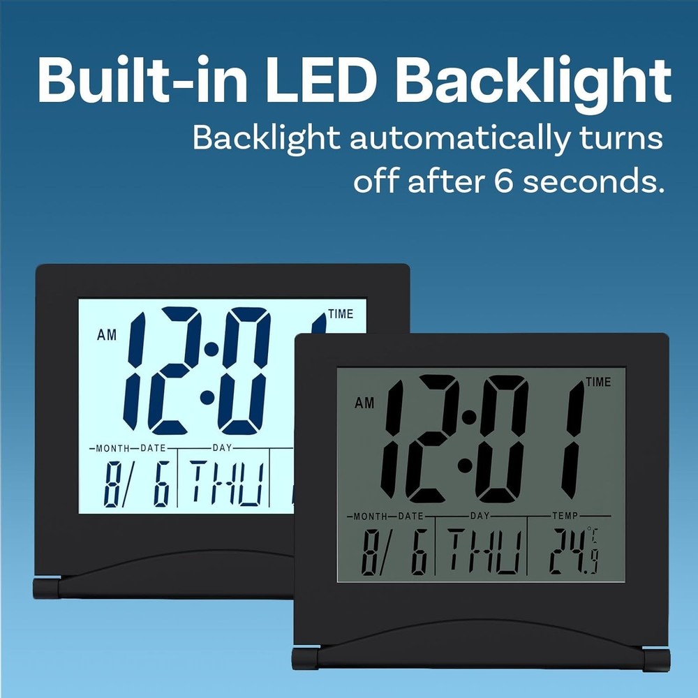 Elegant Foldable Digital Clock – Ideal for Travel, Backlight & Multiple Alarms
