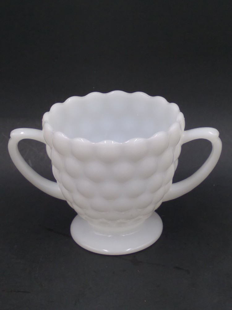 Milk Glass Bubble Pattern  Sugar Bowl Vintage