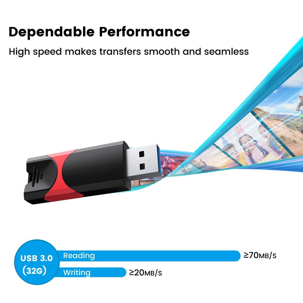 32GB 10 Pack Retractable USB 3.0 Flash Drive High Speed Memory Stick Storage