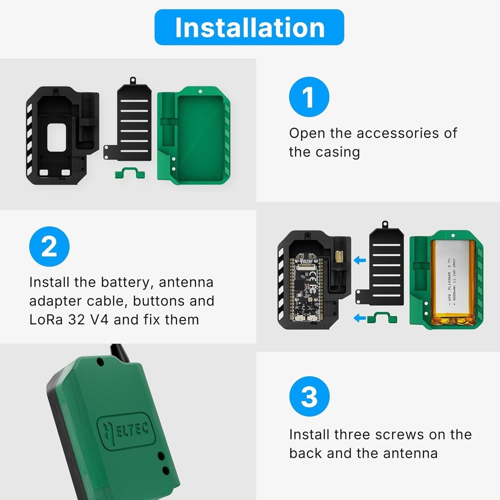 3000mAh Battery & Durable Case for Heltec V4 Development: Ideal for Prototyping