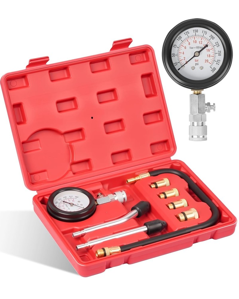 Durable 8-Piece Petrol Engine Compression Tester Kit - Precise Diagnostic Tool