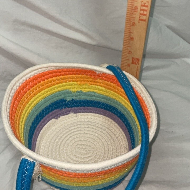 Rainbow coiled rope basket