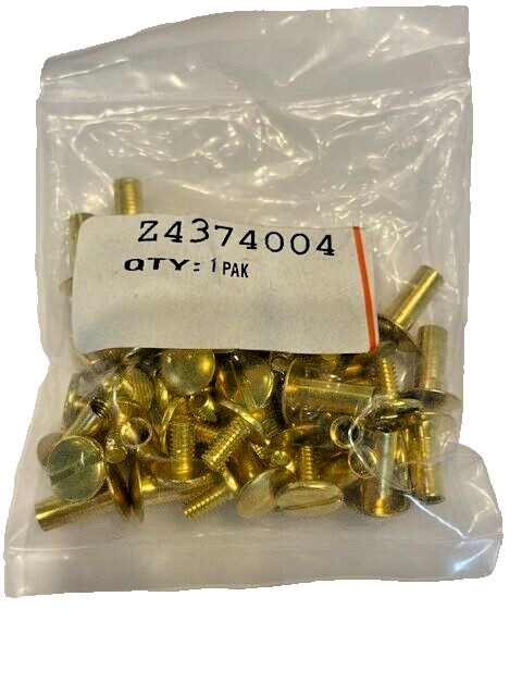 8/32" 6.3mm Chicago Screws & Post w/ Solid Head, Solid Brass, Fastener, 25 Sets