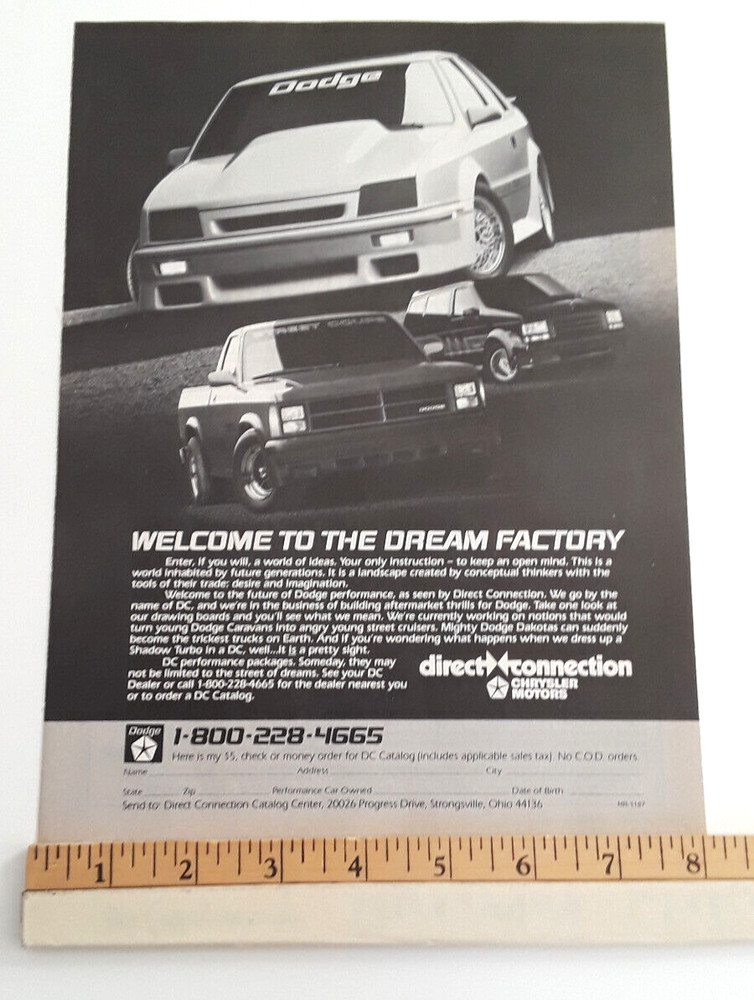 DODGE DIRECT CONNECTION SHADOW ORIGINAL 1987 AD