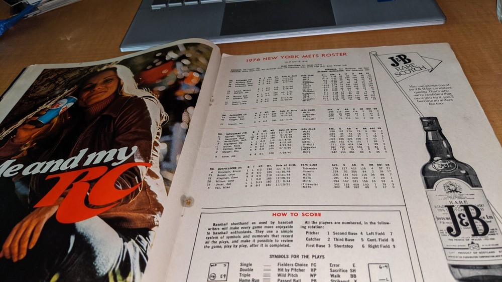 1976 New York Mets Baseball Scorecard Program READ