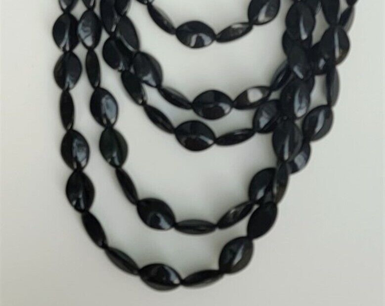 Multi strand black over beaded necklace - Signed V