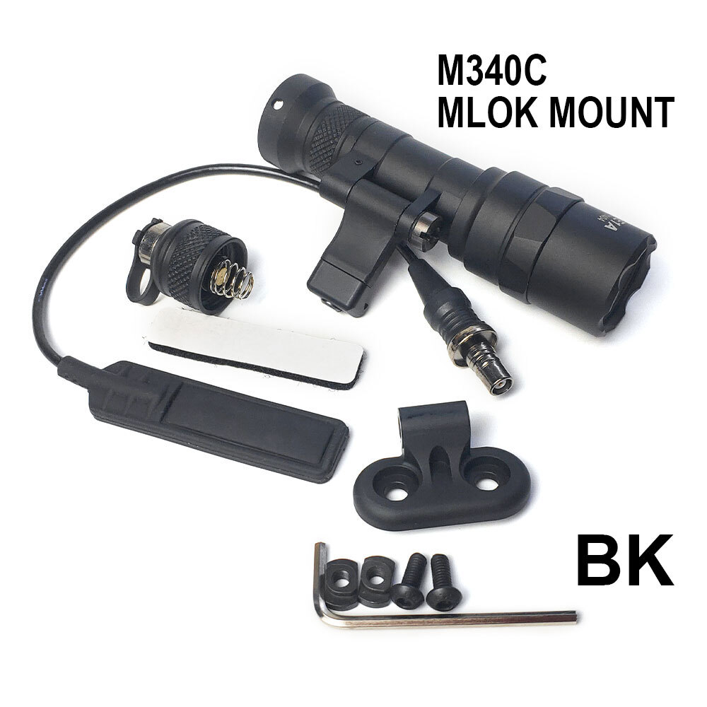 Tactical Flashlight M340C Weapon Light With Pressure Remote Switch + Mlok Mount