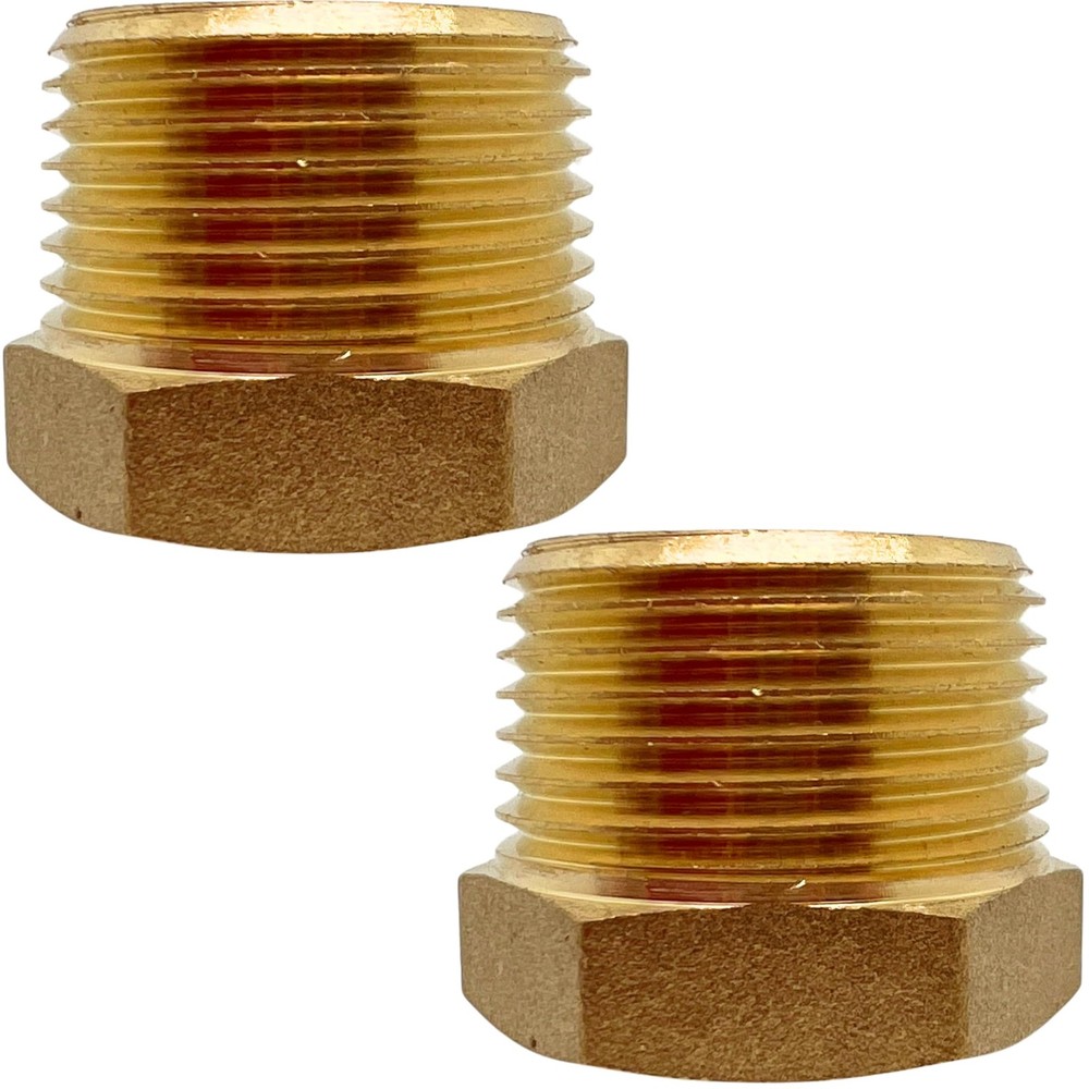 2 Pack Brass Pipe Plug 3/4" NPT Male Outer Hex Head Male,