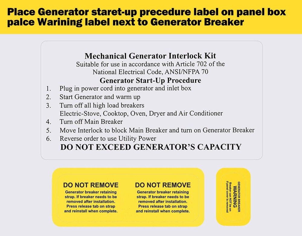 Generator Interlock Kit for Square D 150/200 Amp Circuit Breakers
