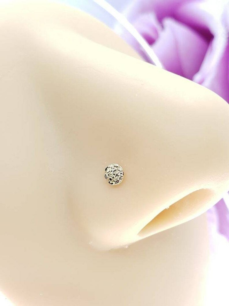 NUGGET 14K Solid Yellow Gold , Nugget Bar Nose Stud, 3 different style Nose Stud