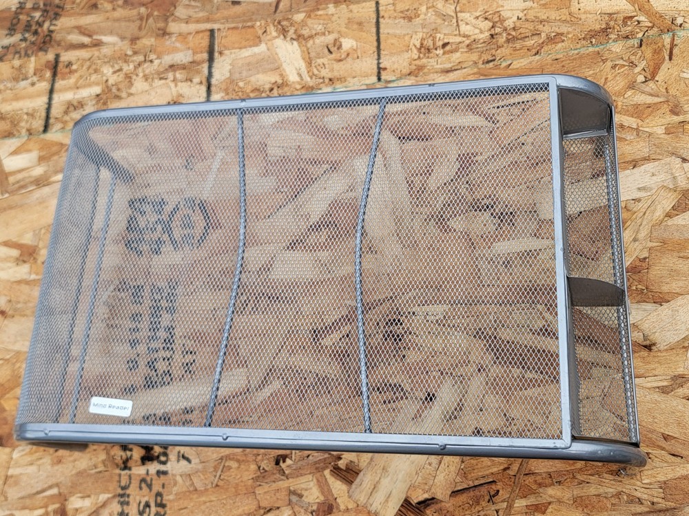 X2 ...Grey Metal Mesh Computer Moniter Stand & Riser W/ Pull Out Shelve