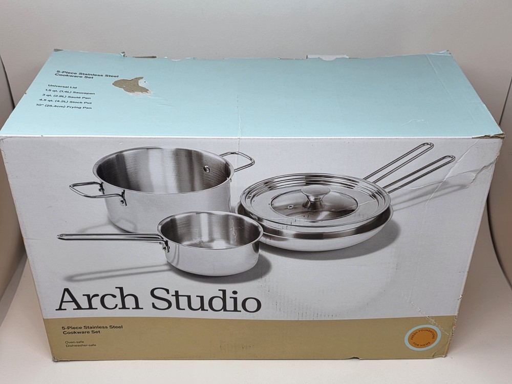 Arch Studio 5-Pc. Stainless Steel Cookware Silver