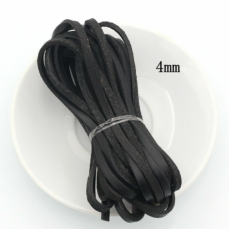 5M Flat Real Genuine Leather Rope Cord Strap String First Layer Cowhide DIY Home