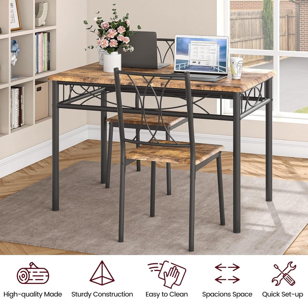 5-Piece Wood Dining Table Set 4 Rectangular Kitchen Table Set W/ 4 Chairs
