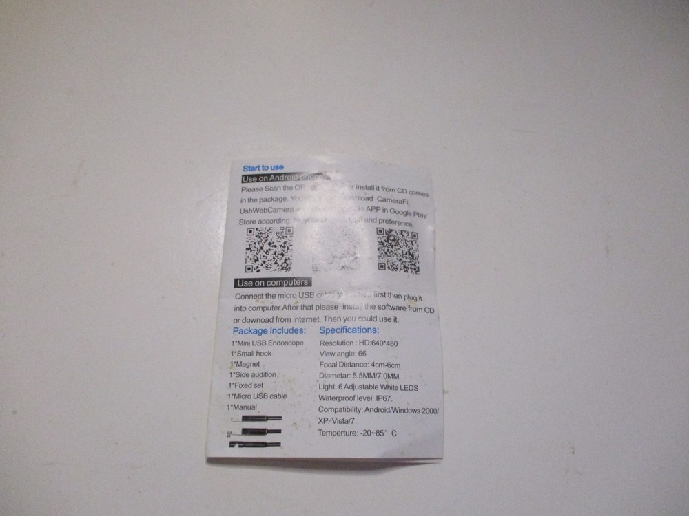 2in1 Borescope Endoscope 6LED Inspection Scope Camera For Android Cell Phone/PC