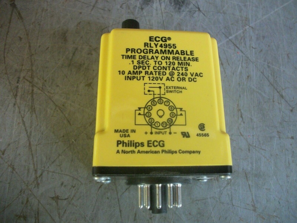 PHILIPS ECG PROGRAMMABLE TIME DELAY ON RELEASE RELAY RLY4955 .1SEC-120MIN NOB