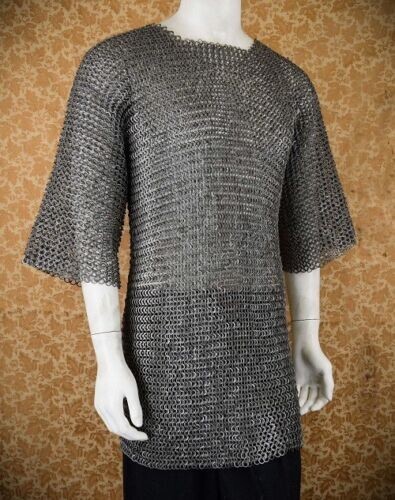 Flat Riveted With Flat Warser Chainmail shirt 9 mm Medium Size Half sleeve Huber