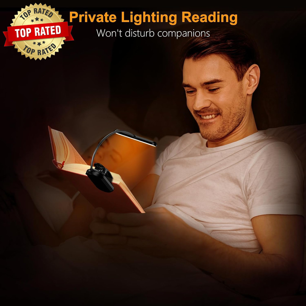 Rechargeable Book Light for Reading in Bed with 19 LED &Memory Function-Eye Cari
