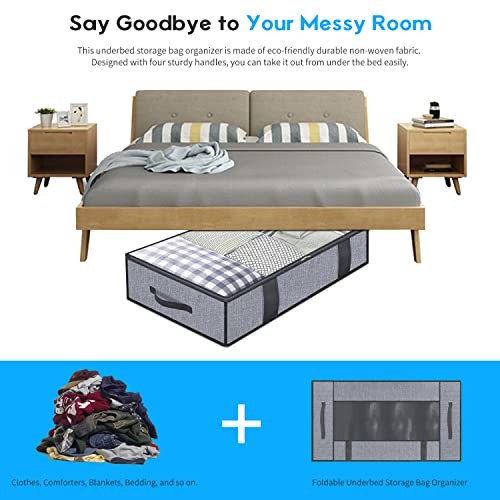 Foldable Underbed Bags 2 Pack - Basic Soft Side Wall - Linen Like Grey