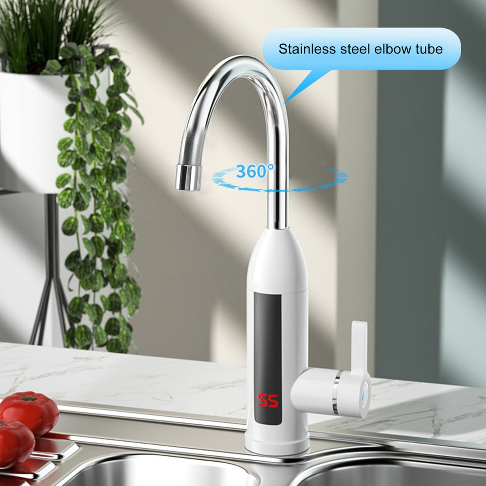 3000W Instant Water Heater Faucet IPX4 ABS Tankless Stainless Steel Kitchen Heat