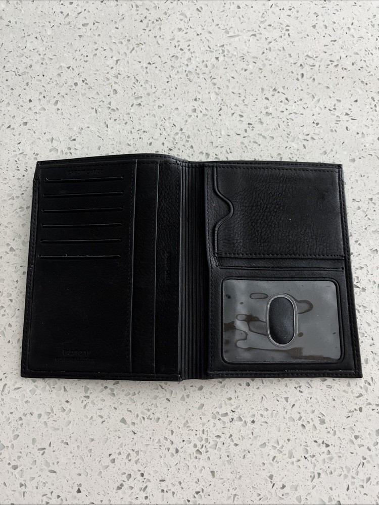 Buxton Black Leather Passport Wallet