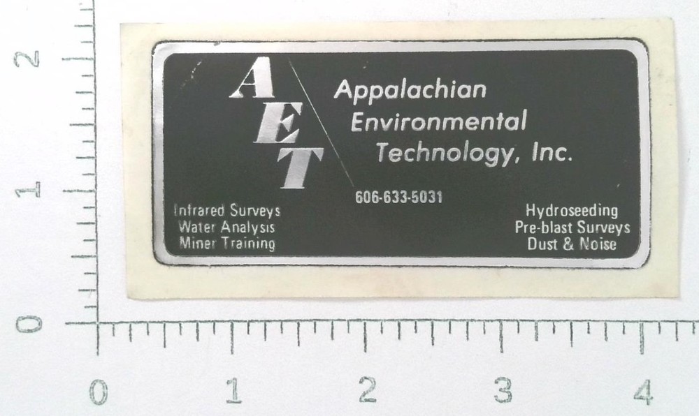 Vintage Appalachian Environmental Technology AET Mining Advertising Sticker