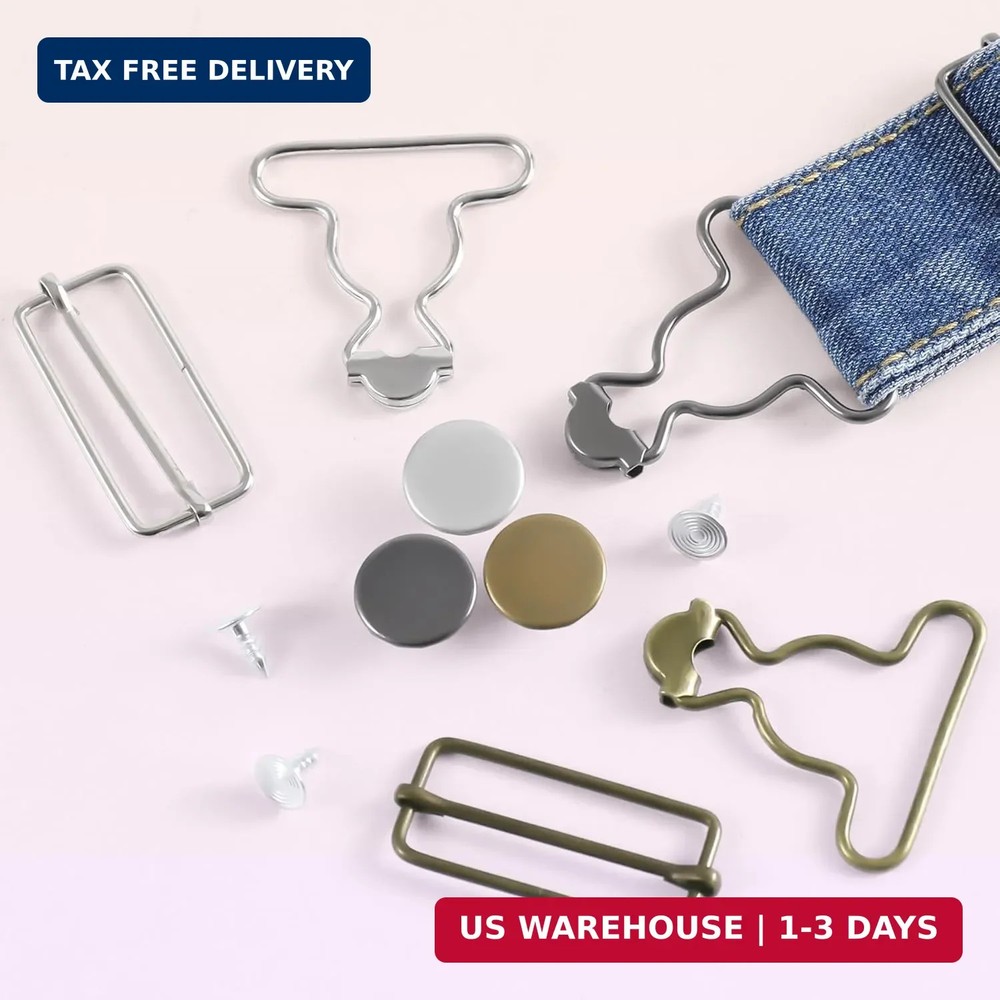 6 Sets Metal Overall Buckles Replacement Overall Clasp Replacement Suspender Cli