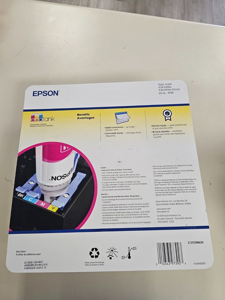 Genuine Epson 522 Printer Ink Ecotank Refill NEW