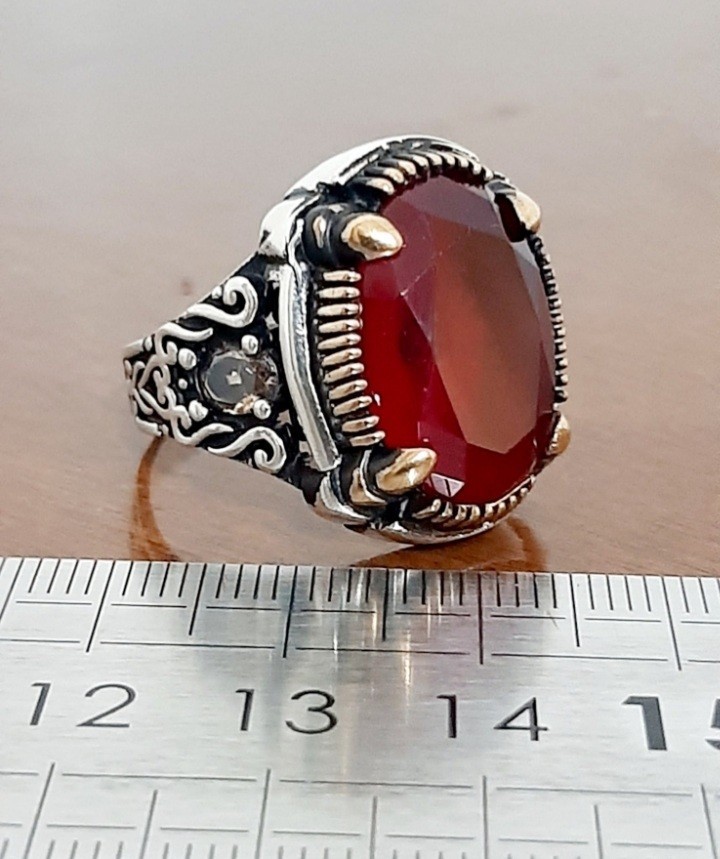 925 SILVER RING Men Solitaire Spinel Ring Sterling Man $