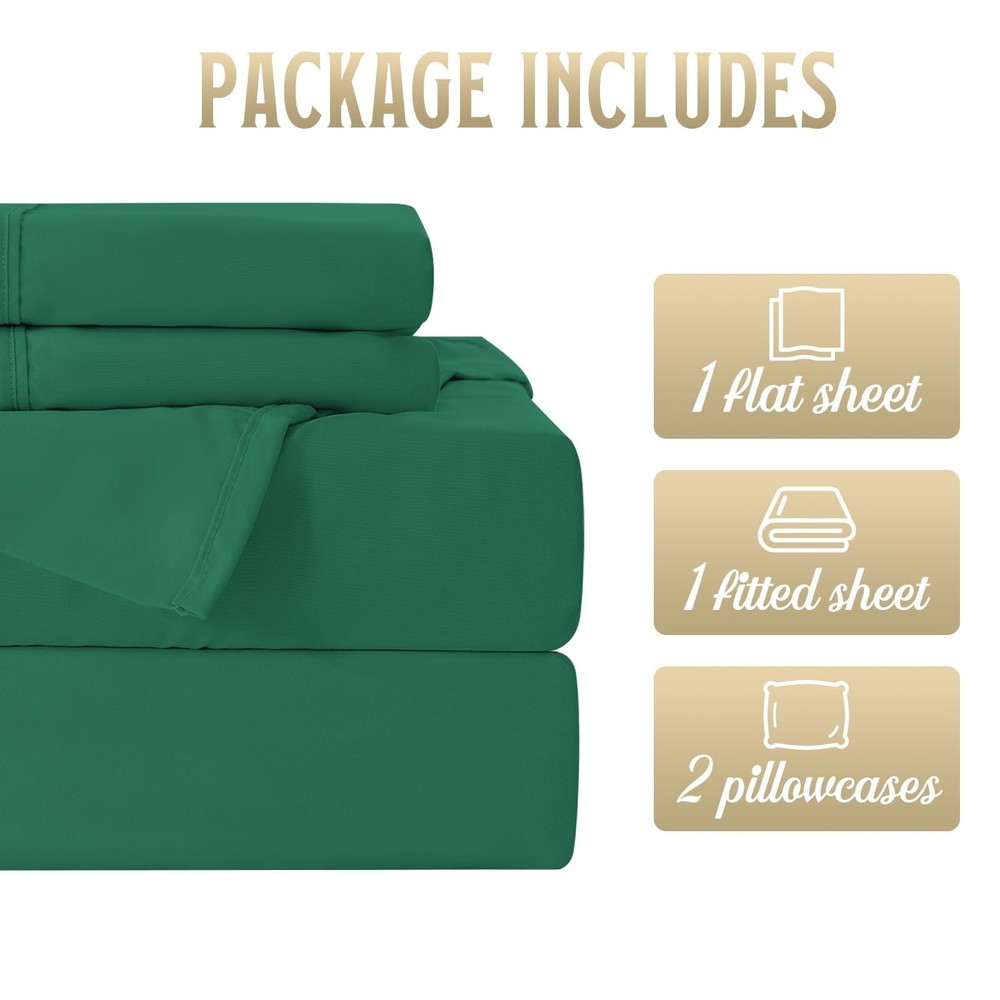 King Sheet Set,4 Pieces Hotel Luxury Breathable Soft Microfiber Bedsheets, An...