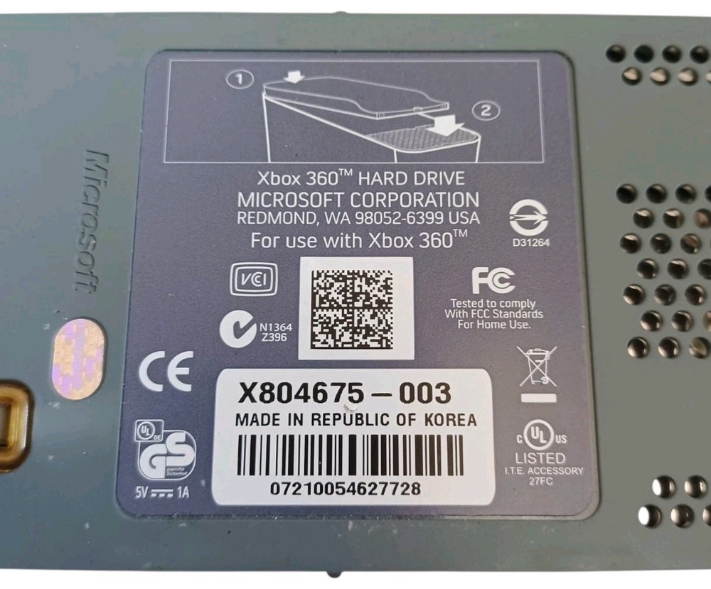 Official Microsoft Xbox 360 Console External 20 Gb Hard Drive (HDD) Tested