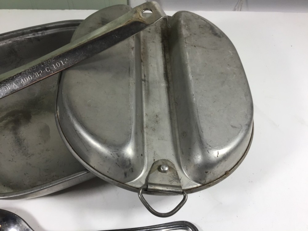 US Mess Kit Stainless Steel w/ Spoon, Fork & Knife
