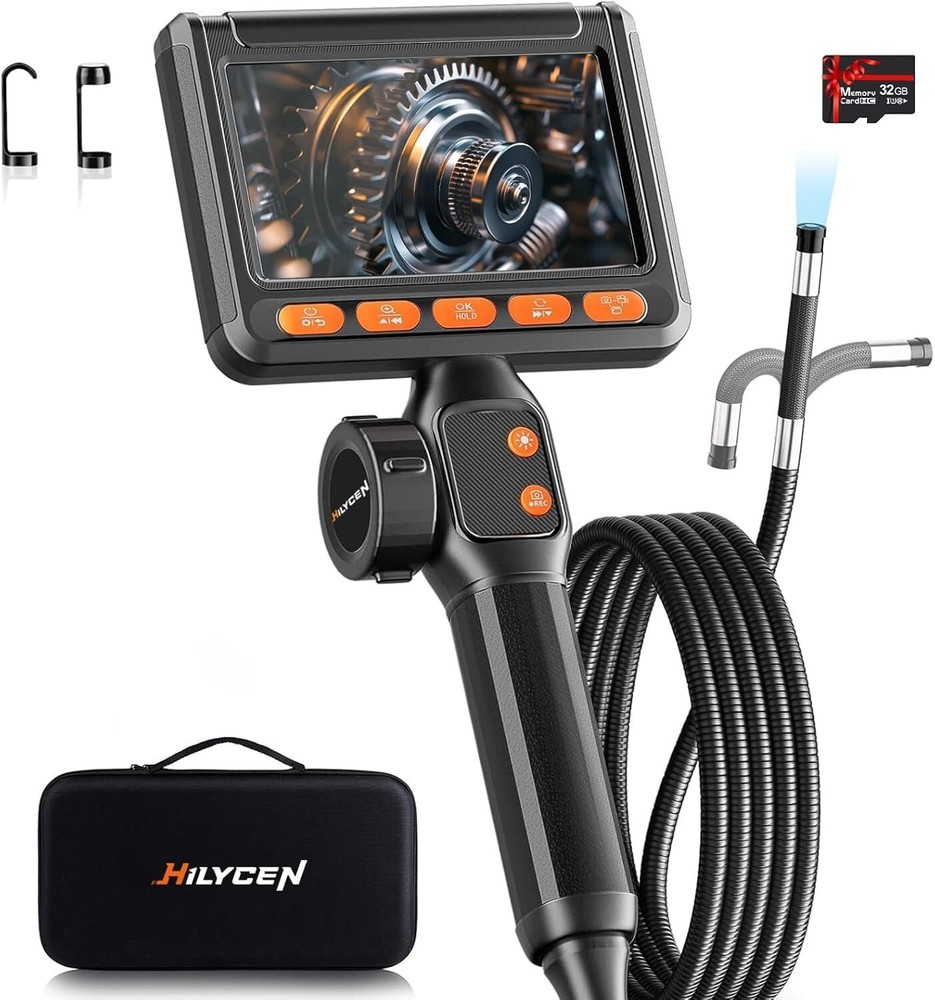 Two-Way Endoscope Camera with Light, HILYCEN Articulating Borescope with Light