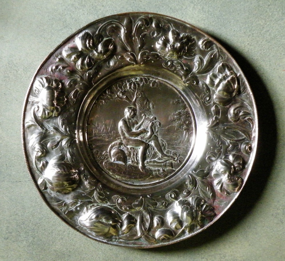 Electrotype Facsimile Of A Renaissance Dish. Classical Subject. Silvered Copper.