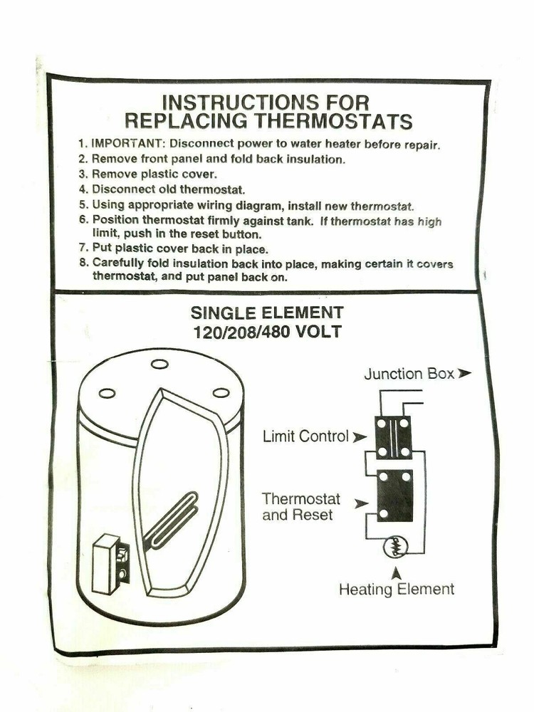 Hi Limit, Upper Thermostat RHEEM Combo THERM-O-DISC 120/480 VAC 48160 NOS
