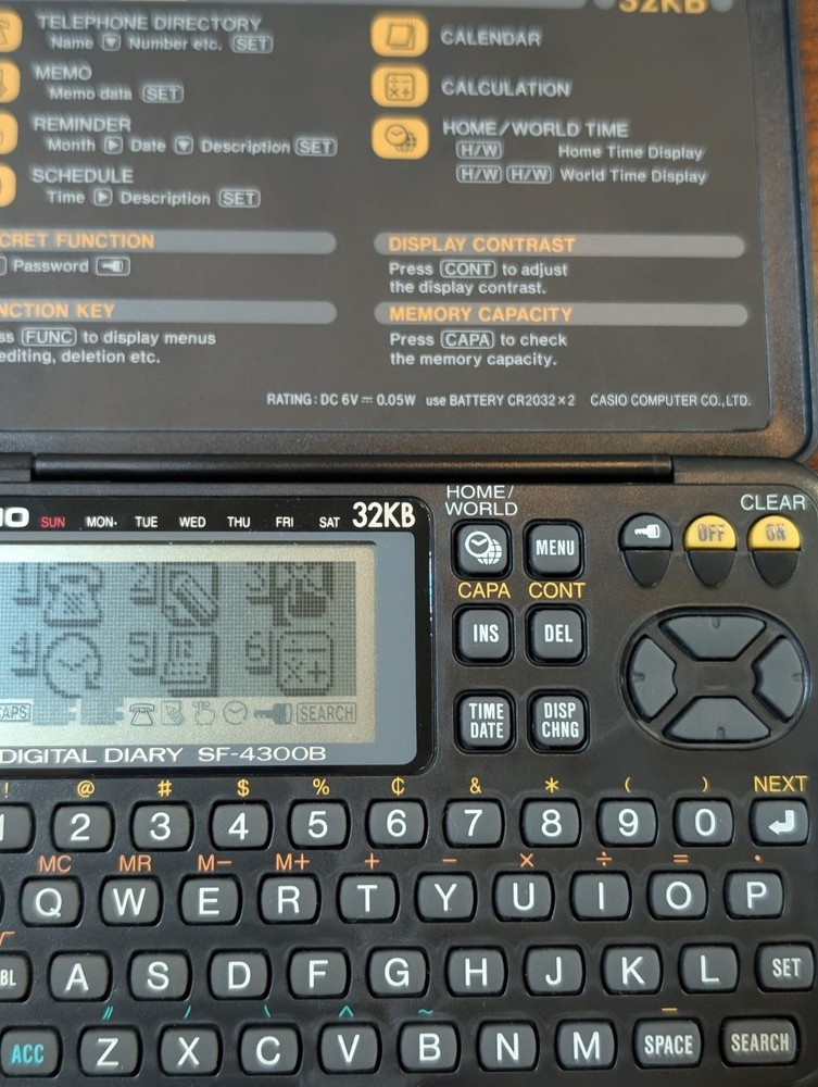 Casio Digital Diary SF-4300B 32KB Organizer Fully Functional Tested New Battery