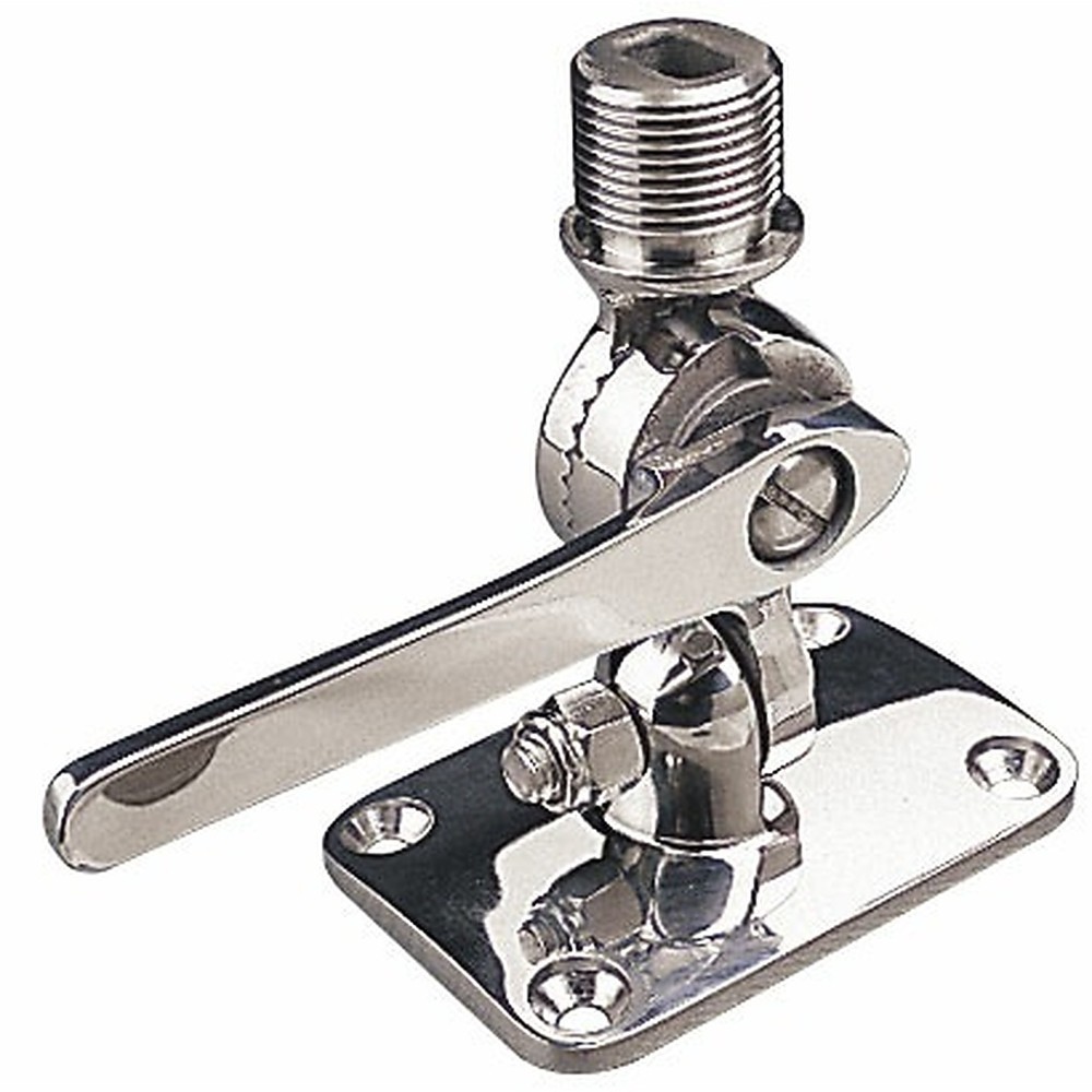 Stainless Antenna Base Deck Mount Dual Swivel Adjustable Ratchet Handle