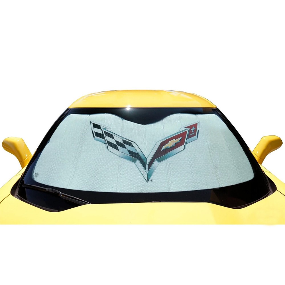 For 14-19 Corvette C7 Moda Stretch™ Emblem Logo Foldable Bubble Sun Shield Shade