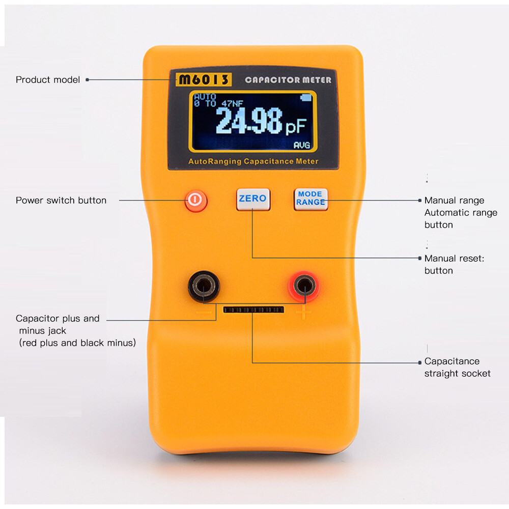 M6013 Capacitance Resistance Circuit Tester Test Clips ESR Capacitor Meter