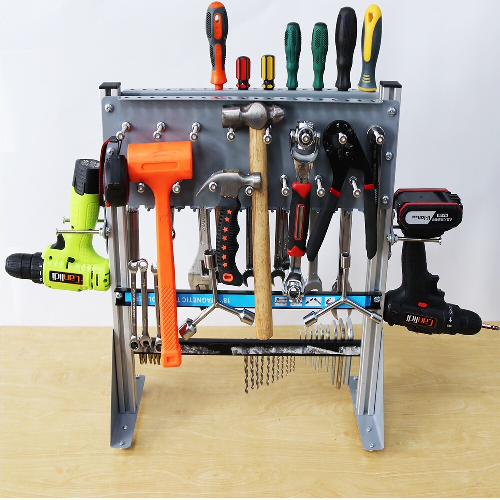 19" Table top vertical removable tool holder with magnetic strip Drill Wrench