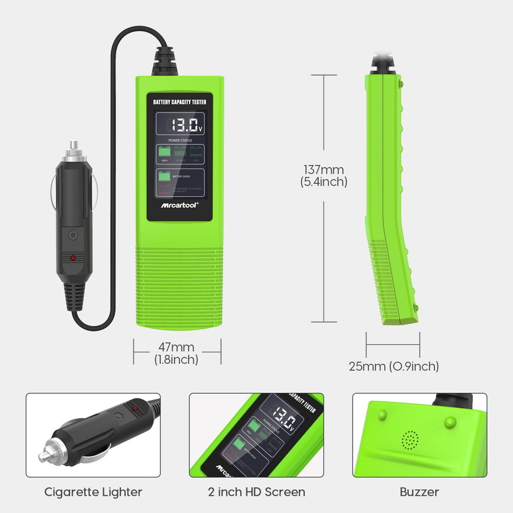 Car Battery Tester Capacity Analyzer Voltage Test 12V/24V With Cigarette Lighter