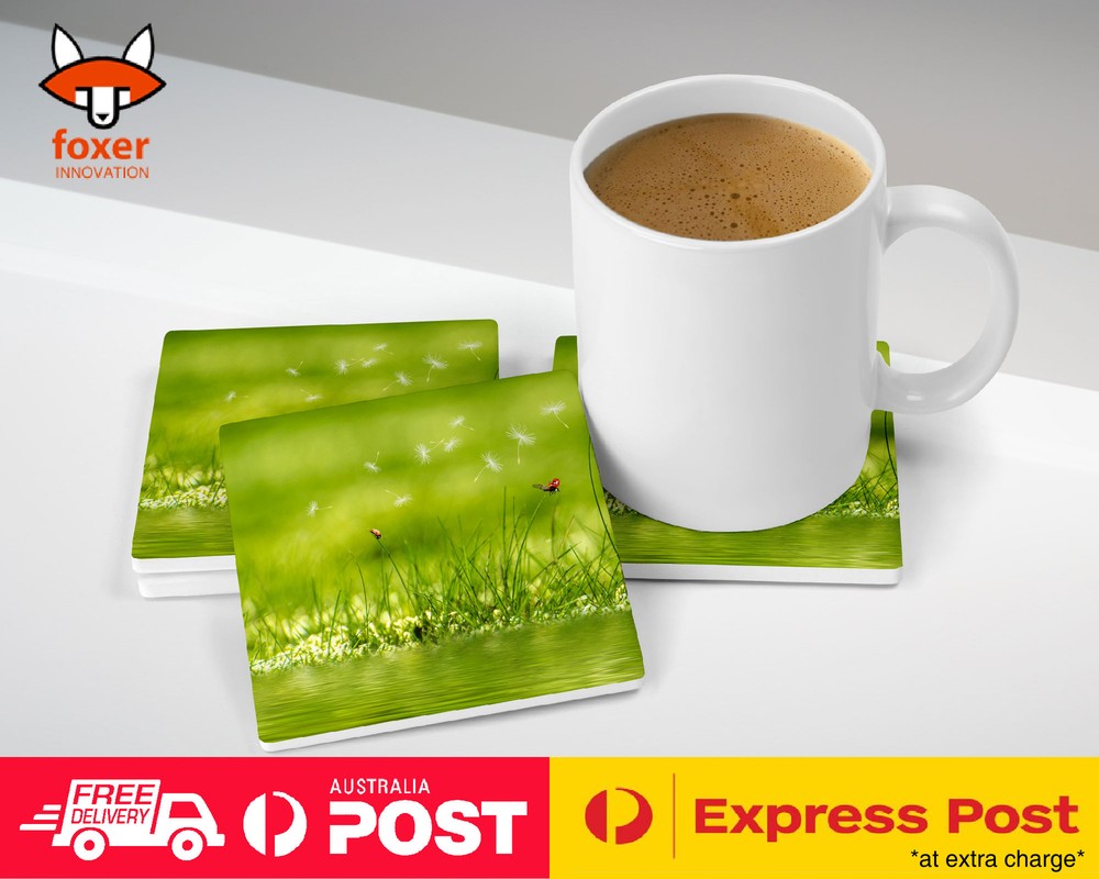 COASTER COFFEE DRINKING MAT|LADYBUG BUG INSECT IN SWAMP