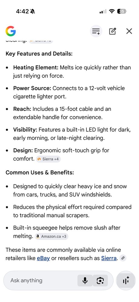 Brookstone Heated Electric Windshield Scraper with LED Light