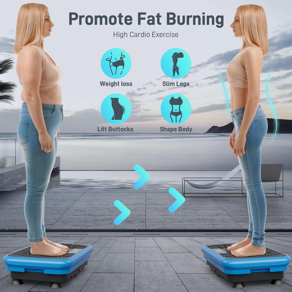 Vibration Exercise Plate for Women - 99 Speed Compact Platform with Remote & ...