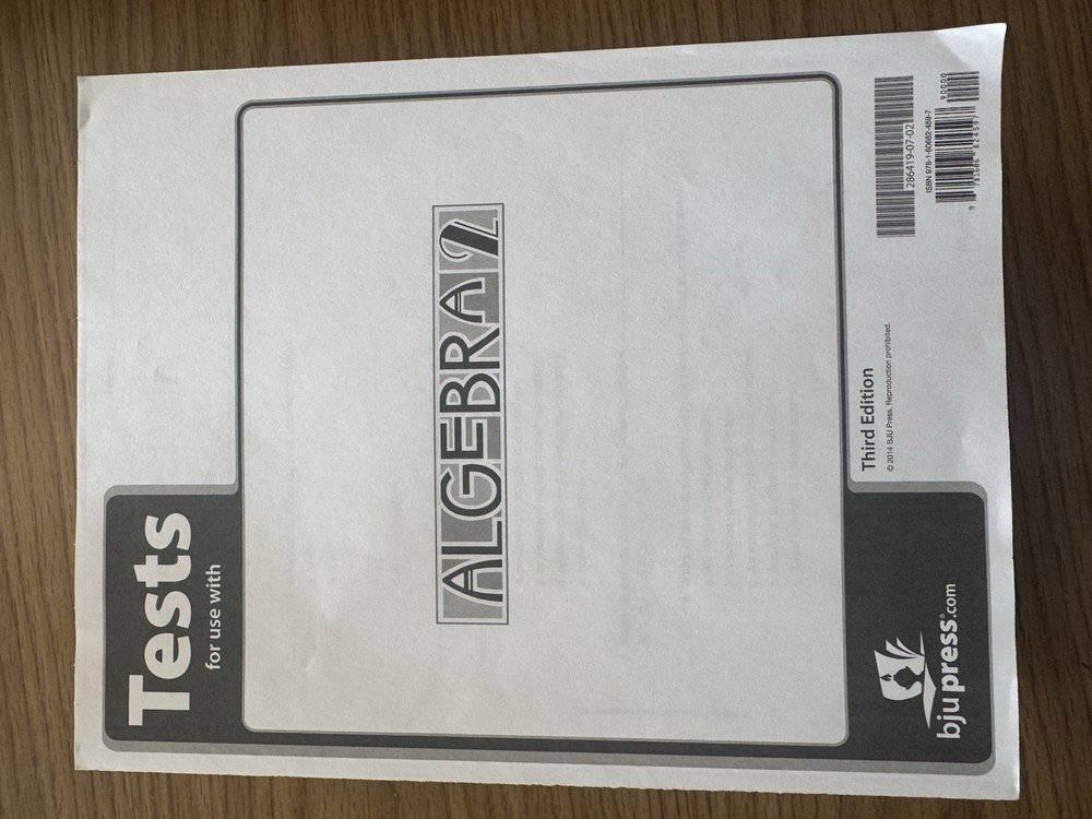 BJU Press- Algebra 2 Tests 3rd Ed.   286419