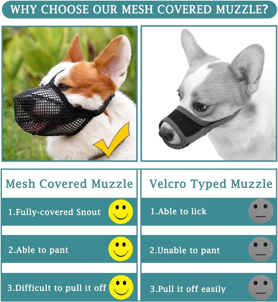 Dog Muzzle Pet Muzzle for Anti-Biting Chewing Licking Adjustable Breathable US