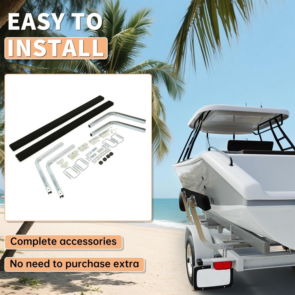 ECOTRIC 61" Boat Trailer Bunk Guide-On Rails, Galvanized, Adjustable