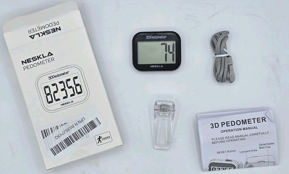 NESKLA Pedometer for Walking - Simple Step Counter for Walking - New Battery